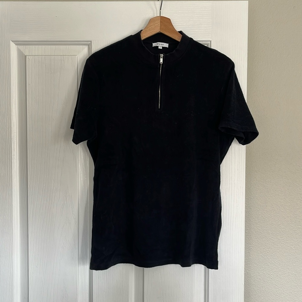 Men's Black Quarter-Zip Short Sleeve Shirt